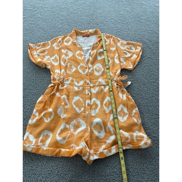 Radnik Romper Women Orange White Geometric Print Vacay Summer City Sz M ? New - Picture 5 of 10